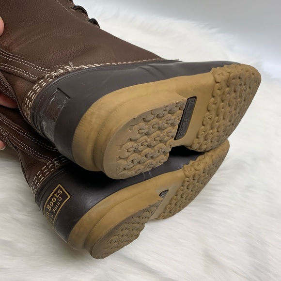 LL Bean Shearling Fur Lined Duck Boots Brown - Picture 6 of 8